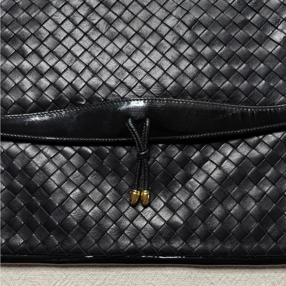 VTG Walter Katten Black Leather Intrecciato Woven Shoulder Bag Clutch Patent - Picture 3 of 11